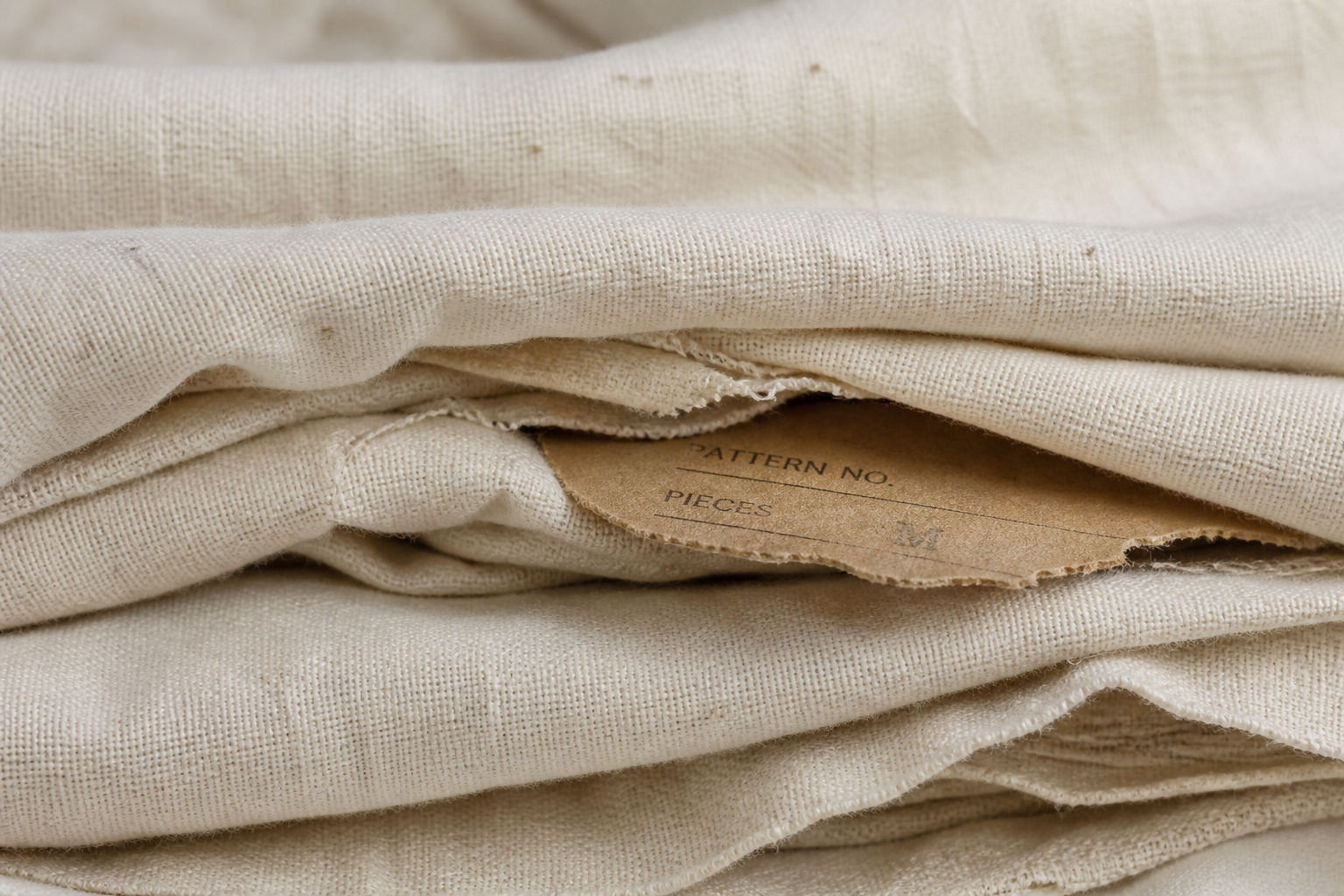 Folded calico representing settled personal care routines
